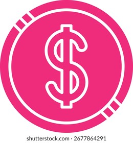 Ilustración de icono de Vector único de moneda de dólar