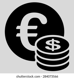Dollar coin stack from BiColor Euro Banking Icon Set. Vector style: flat, black symbol, rounded angles, light gray background.