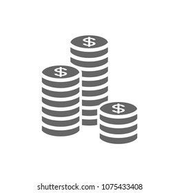 Dollar coin stack icon. Coins stacks dollars icon. Pile of coins.