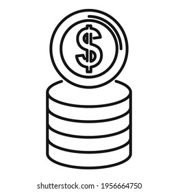 Dollar coin stack icon. Outline Dollar coin stack vector icon for web design isolated on white background