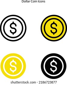 Dollar Coin. Dollar Coin Stack icon vector. Coin icon logo template. Dollar Coin vector icon flat design for web, icon, logo, sign, symbol, app, Ui.