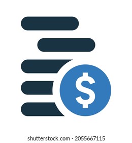 Dollar, coin stacks icon. Simple editable vector design isolated on a white background.