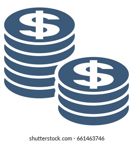 Dollar Coin Stacks vector icon. Flat blue symbol. Pictogram is isolated on a white background. Designed for web and software interfaces.