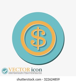 Dollar coin. symbol of money