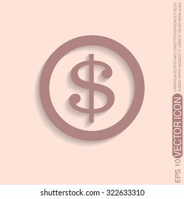 Dollar coin. symbol of money