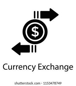 
Dollar coin with the two way arrows denoting currency exchange 

