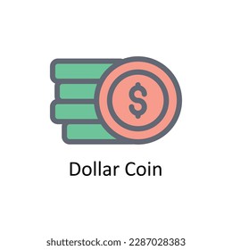 Iconos de contorno de vectores de monedas en dólares. Material gráfico simple