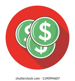 Dollar coin vector flat icon