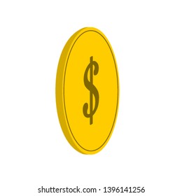 dollar coin vector. gold coin.