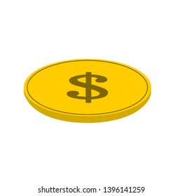 dollar coin vector. gold coin.