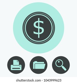 Dollar coin vector icon
