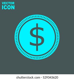 Dollar coin vector icon