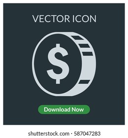 Dollar coin vector icon