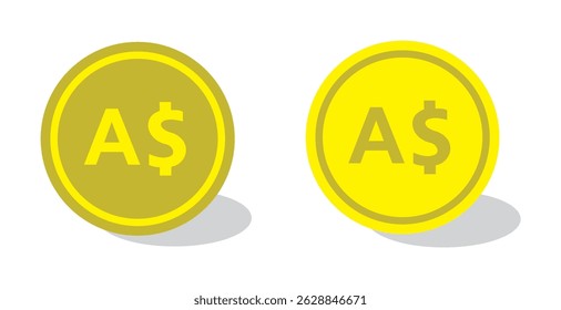 Dollar coin vector icon. Australian Dollar coin symbol collection. Coin symbol