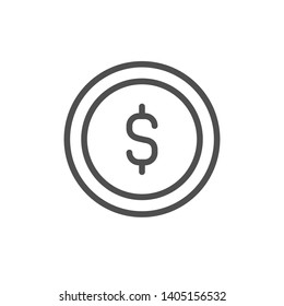 Dollar coin vector icon. Cash save, earn line outline sign, linear thin symbol, flat design for web, website, mobile app