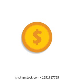 Dollar coin vector icon, flat illustration