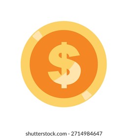 Dollar coin vector icon, gold coin clip art. Suitable for financial, investment, and currency related designs
