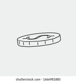 Signo de ilustración de icono del vector de la moneda de un dólar