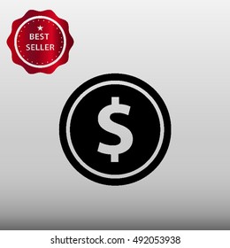 Dollar Coin Vector Icon Illustration