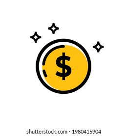 Dollar-Münzen-Vektorsymbol einzeln