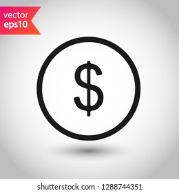 Dollar coin vector icon. Coin vector icon. Money sign. EPS 10 