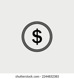 Dollar-Münze-Vektorsymbol. Symbol für Geldillustration. 