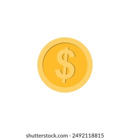 Dollar coin vector icon on white background