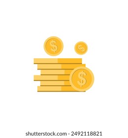 Dollar coin vector icon on white background