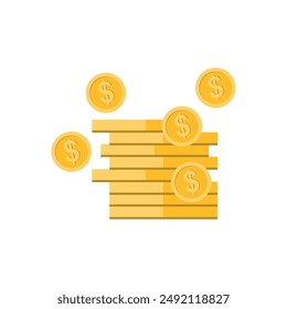 Dollar coin vector icon on white background