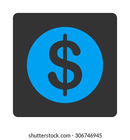 Dollar Coin vector icon. This flat rounded square button uses white and gray colors and isolated on a white background.