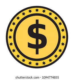 Dollar coin vector icon, USA money symbol, sign.