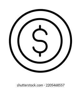 Dollar Coin Vector Icon which is suitable for commercial work and easily modify or edit it

