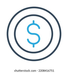 Dollar Coin Vector Icon which is suitable for commercial work and easily modify or edit it

