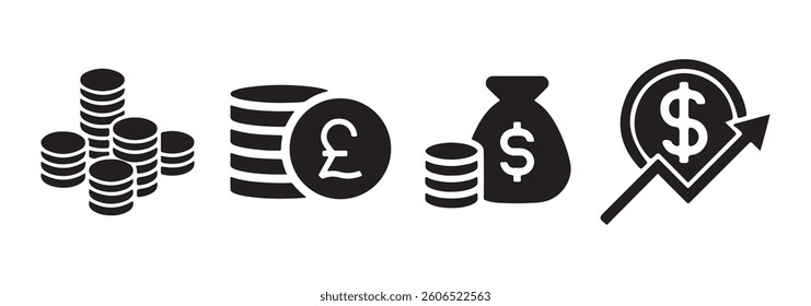 Dollar coin vector icons set. Money simple icons set. Finance icon. Vector illustration eps 10