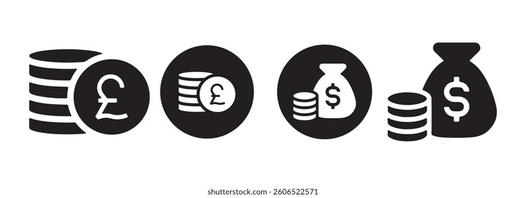 Dollar coin vector icons set. Money simple icons set. Finance icon. Vector illustration eps 10