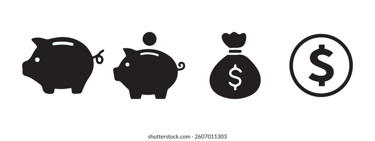 Dollar coin vector icons set. Money simple icons set. Finance icon. Vector illustration eps 10