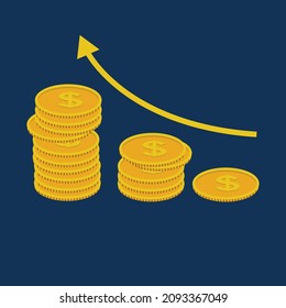 vector de moneda en dólares, moneda en dólares acumulada mucho, inversión y ahorro del vector temático