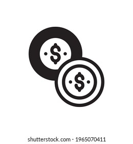 Dollar Coin Vector Solid Icon. Banking and Finance Symbol EPS 10 File