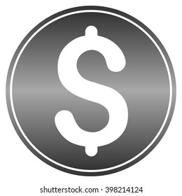 Dollar Coin vector toolbar icon for software design. Style is a gradient icon symbol on a white background.