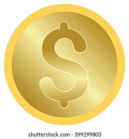 Dollar Coin vector toolbar icon for software design. Style is a gradient icon symbol on a white background.