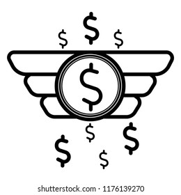 Dollar coin with wing icon vector