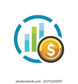 dollar coins with arrow vector icon logo