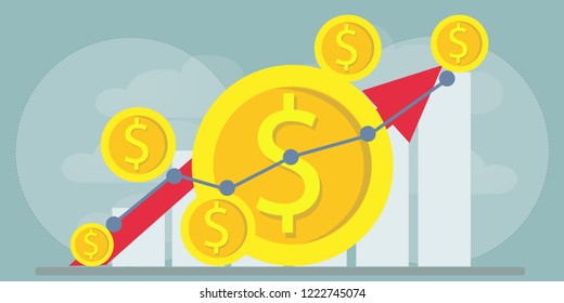 Dollar coins Concept  for the analysis financial growth
