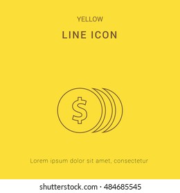Dollar Coins Cute yellow thin line icon / logo Design