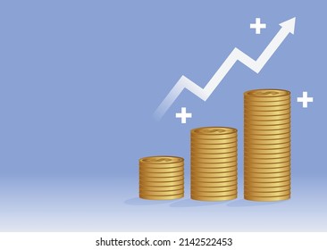 dollar coins going up vector illusration on blue backgroundeps 10