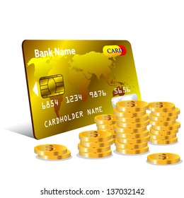 Dollar coins with gold credit cards
