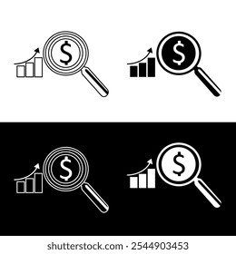 dollar coins with growth bars in success rate. Dollar bill with arrow on graph upwards. Financial growth icon illustration, in flat style vector design. eps 2