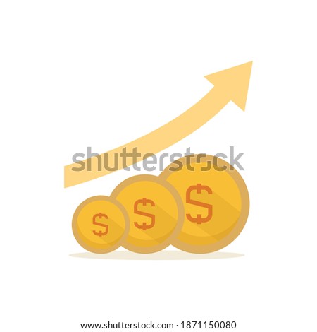 dollar coins and growth chart vector