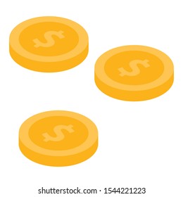 Dollar coins icon. Isometric of dollar coins vector icon for web design isolated on white background