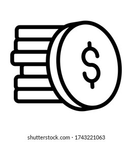 Dollar coins - icon line vector - e commerce icons